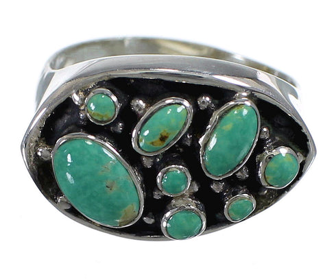 Southwestern Silver Turquoise Ring Size 6-3/4 YX84543